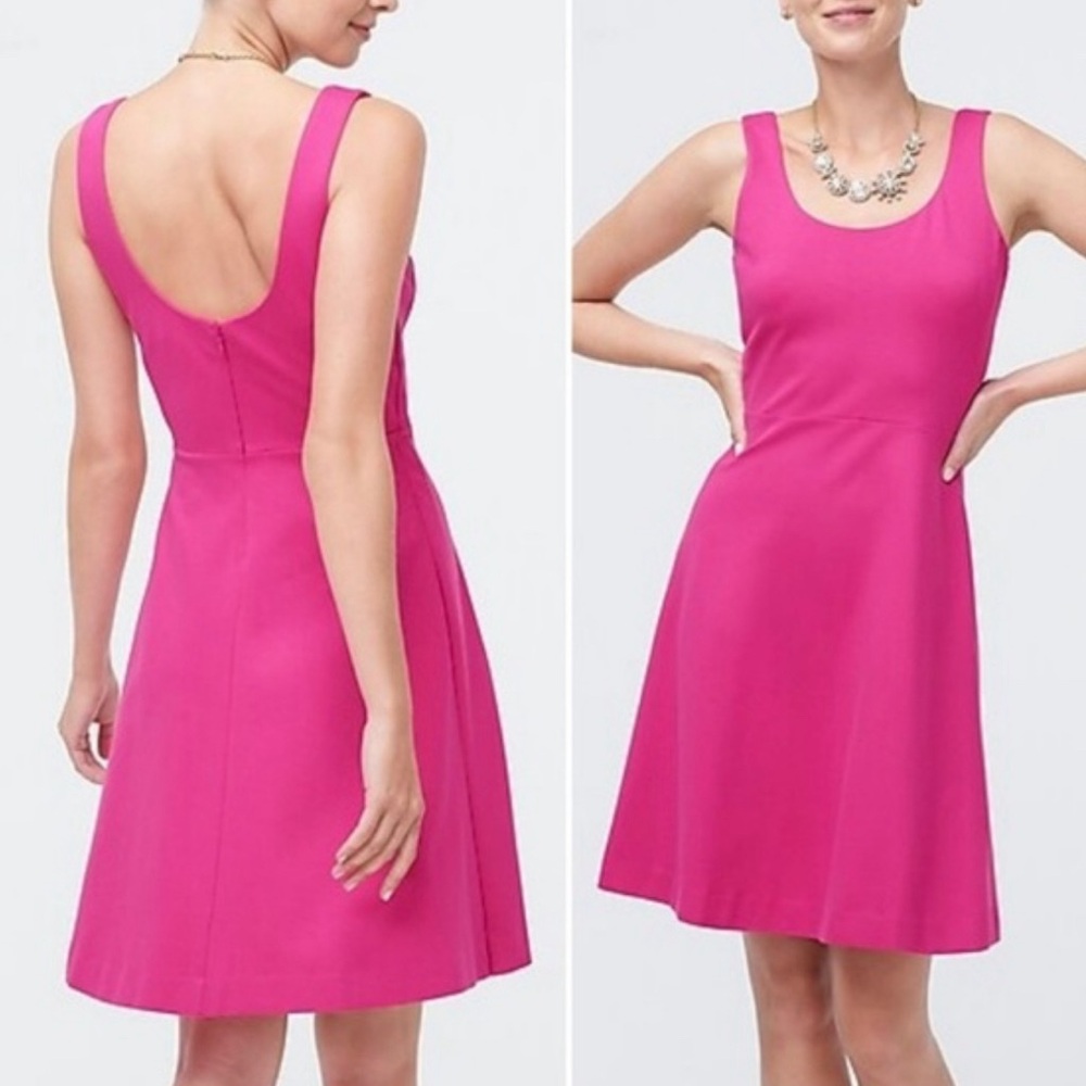 J Crew Fit And Flare Sleeveless Zipper Back Pink Dress W/Stretch Medium M NWT